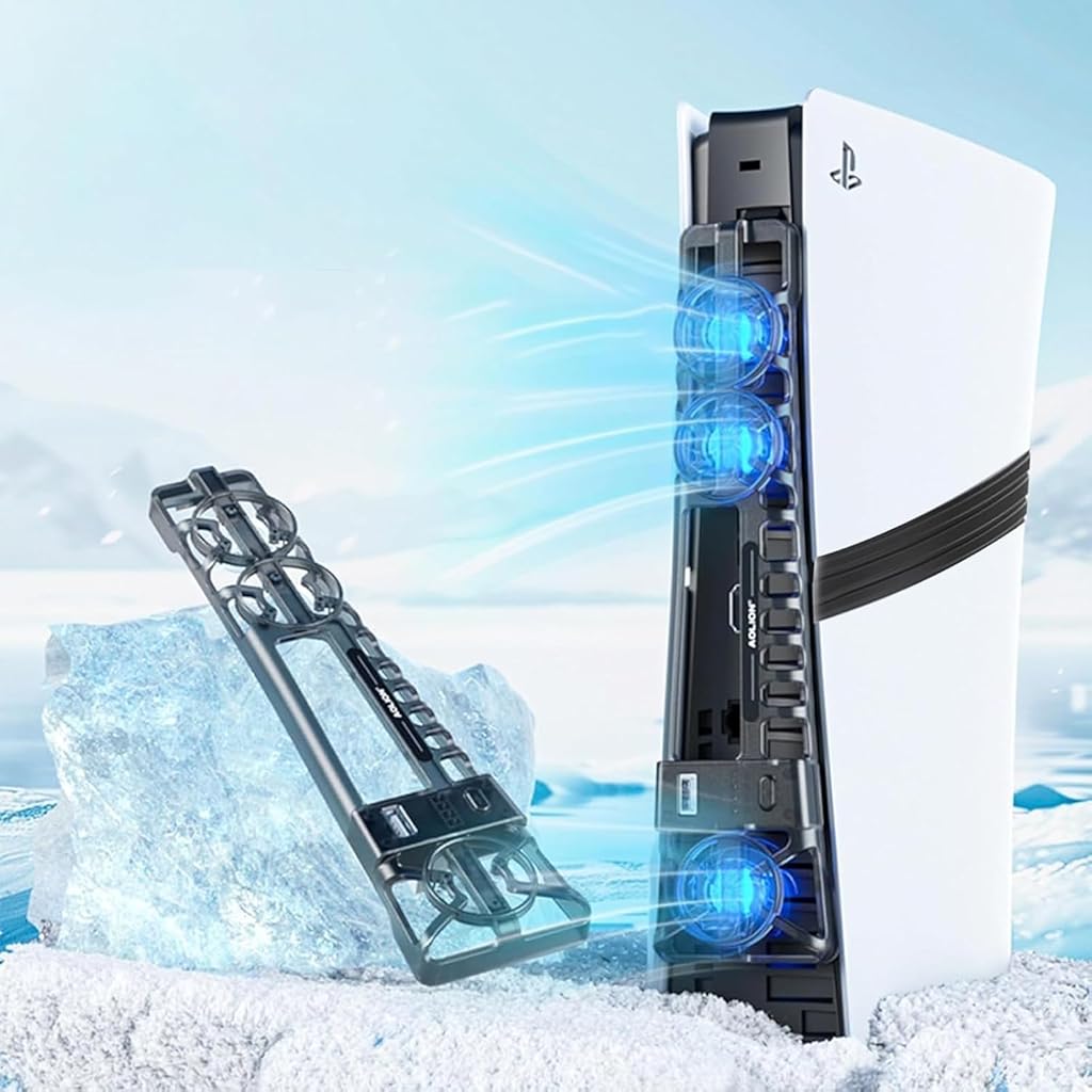 ZORBES® Cooling Fan for for PS5 Pro/PS5 Slim, LED Cooling Fan for PS5 Pro with 3 Levels Adjustable Air Speed, LED Light, USB Port, Automatic Temperature Detection, PS5 Pro/PS5 Slim Accessories ZORBES® Cooling Fan for for PS5 Pro/PS5 Slim, LED Cooling Fan for PS5 Pro with 3 Levels Adjustable Air Speed, LED Light, USB Port, Automatic Temperature Detection, PS5 Pro/PS5 Slim Accessories
